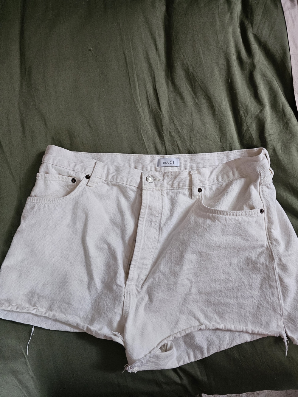 nuuds Off-White Denim Cutoff Shorts